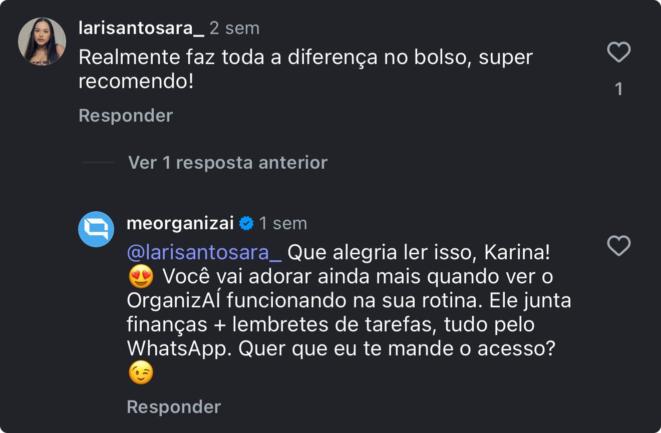 Depoimento de cliente OrganizAÍ